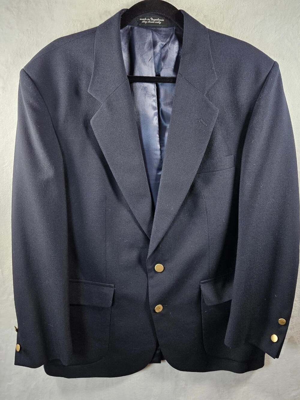 Ron Chereskin Men's Blazer Jacket Navy Blue Gold Buttons Vintage 40R